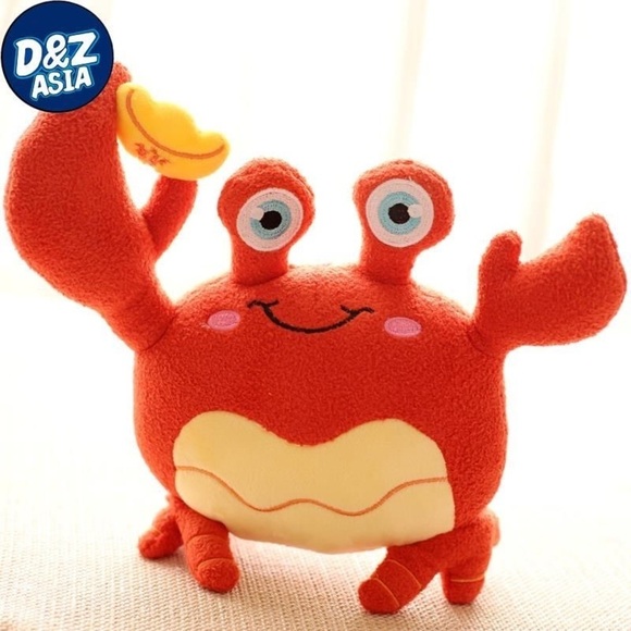 CRAB Stuffed Animal Red Yellow Blue Eyes Crab Party Humor Decor - Picture 10 of 10